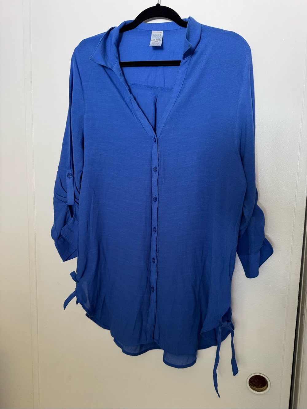 Time and Tru Cobalt Blue Button-Front Swim Coverup Tunic